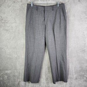 Mens Gray Express Design Studio Producer Dress Pants White Pinstripe 32x32